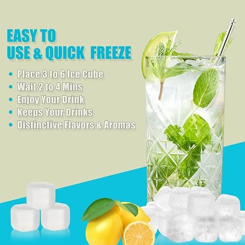 Nonley Reusable Ice Cubes, 20 Pack Refreezable Plastic, BPA Free, Chills Drinks Without Diluting, Washable Fake Ice Cubes for Cocktails, Wine, Beer or Coffee, Easy To Use thumbnail 4