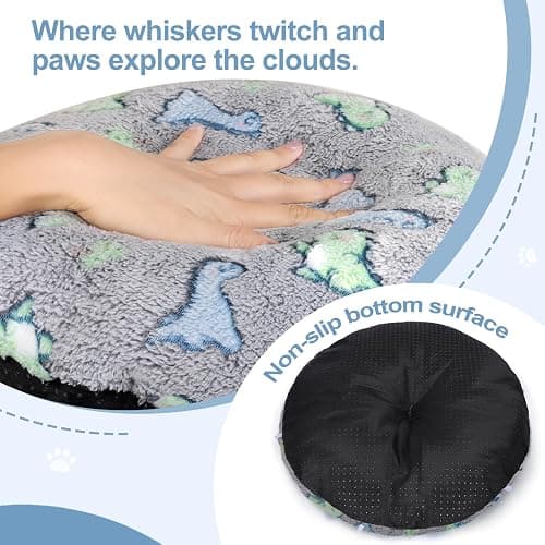Cat Tunnel Bed, Foldable Cat Donut Tunnel with Removable Cushion & Toy Ball, Stress Relief Fun, Round Pet Play Tunnel for Indoor Cats, Kittens and Small Pets (3D Dinosaur Pattern) thumbnail 6