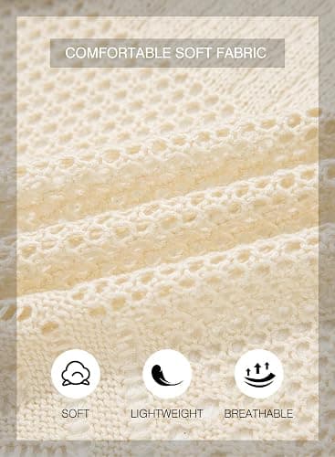 SHEWIN Crochet Cardigans for Women Long Sleeve Tie Front Bow Cardigan Sweaters Hollow Out Knit Summer Beach Vacation Coverups thumbnail 8