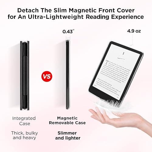 Vane Oak Magnetic Detachable Case for All-New 7" Kindle Paperwhite 12th Gen 2024 and Kindle Colorsoft Signature Edition, Light PU Leather Cover Case with Auto Wake/Sleep, Pink Bow Tie thumbnail 4