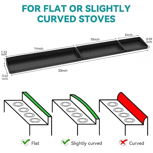 Homotte Stove Top Shelf - Silicone Magnetic Shelf for Kitchen Stove - Over Stove Spice Rack Organizer with 3 Detachable Functional Partitions - Adjustable Length of 20/24/30 Inch (Black) thumbnail 3