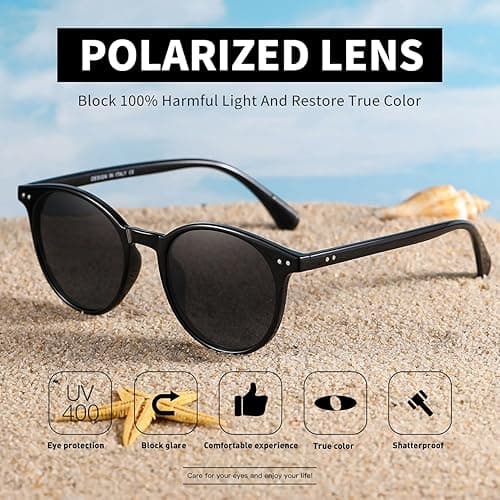 NCLLCE Small Round Polarized Sunglasses for Women Classic Vintage Style UV400 Protection(3 Pack) thumbnail 5
