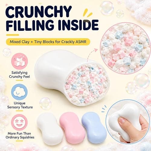 Crunchy Soap Squishy Asmr Bead Filled, Slow Rising Squeeze Fidget Toy | Filled Crunchy Squishy Stress Durable Slow Rebound Portable Sensory Play thumbnail 5