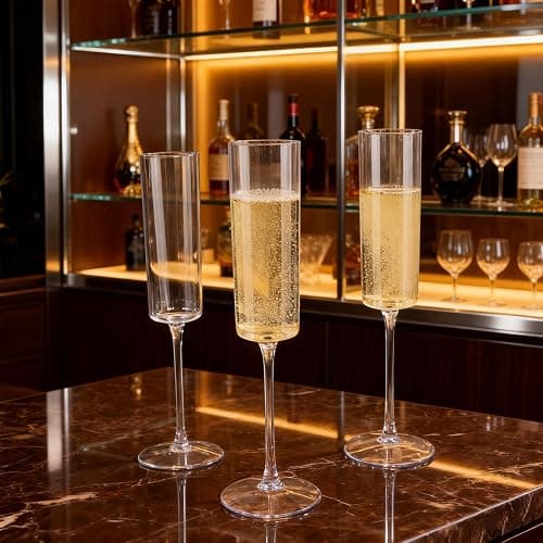 Ciaell 24 Pack Plastic Champagne Flutes - Clear 6 Oz Disposable Champagne Glasses - Square Plastic Toasting Glasses for Party Birthday Anniversary Wedding thumbnail 9