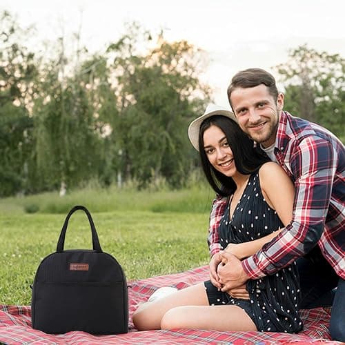 Baglemon Insulated Lunch Bag for Women Men, Lunch Containers Reusable High Capacity Lunch Tote Bags for for Work Picnic (Black) thumbnail 6
