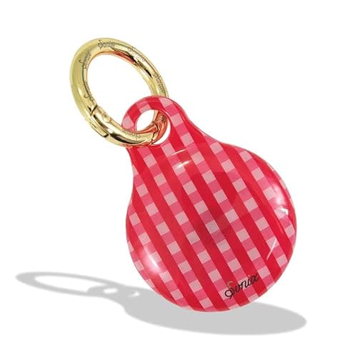 Sonix Cases for Apple AirTags - AirTag Hard Cover Protective Case - AirTag Holder Keychain | Gingham Red - Image 1