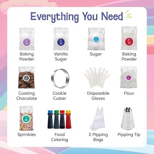 Baketivity x Duff Goldman Unicorn Cookies Kids Baking Kit | Cooking Kits with Premeasured Ingredients, Decorating Supplies, STEM Activities for Girls and Boys Ages 6-12 thumbnail 4