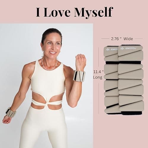 AMOYOU Wrist & Ankle Weights for Women – 2 lb Ankle Weights (Set of 2, 1 lb Each) | Arm Weights for Women | Leg Weights for Walking, Yoga, Cardio & Strength Training thumbnail 4