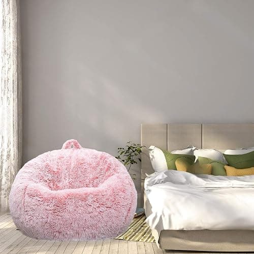 BCU Bean Bag Chair Cover Ultra Soft Fluffy Faux Fur Beanbag Cover Plush Living Room Chairs Cover for Adults and Kids, White - Milky White thumbnail 2