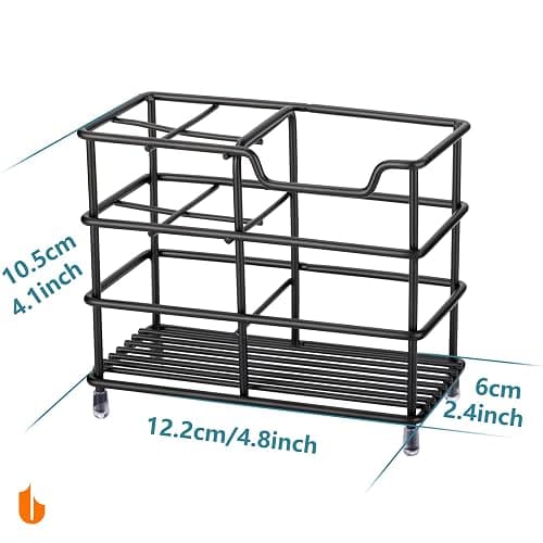 Urbanstrive 304 Stainless Steel Bathroom Toothbrush Holder Toothpaste Holder Stand Bathroom Accessories Organizer (Black, Small) thumbnail 3