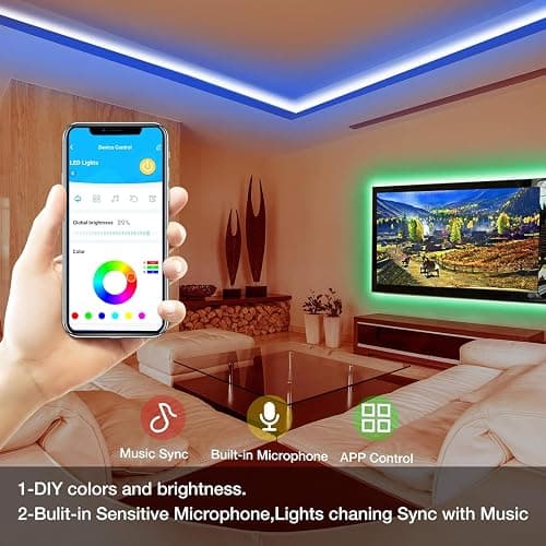 DAYBETTER Smart RGB Led Strip Lights, 200ft Led Lights for Bedroom with App Control, Multicolor Changing Led Light Strips Apply for Home Decor, Living Room, Kitchen, Home Party Decoration thumbnail 5