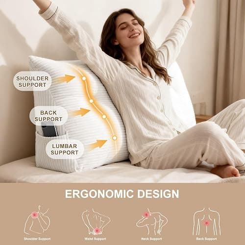 Shuyeon Wedge Pillow Headboard Twin/Twin XL Triangular Bed Wedge Pillow for Headboard, Headboard Pillow Reading Pillow for Daybeds and Bunk Beds with Removable Velvet Cover thumbnail 3