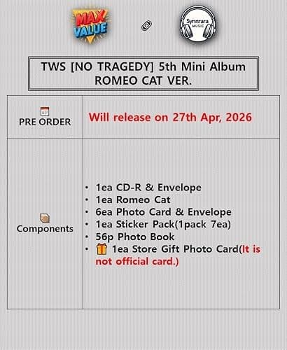TWS NO TRAGEDY 5th Mini Album ROMEO CAT Ver.+Gift K-POP thumbnail 2
