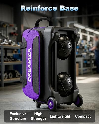 DREAMZA 2 Ball Bowling Bag with Wheels, Double Bowling Ball Bag 2 Ball Roller w/Separate Compartment for Shoes Up to US Mens Size 16, w/Retractable Handle Extends to 40" & Accessories Pocket thumbnail 5