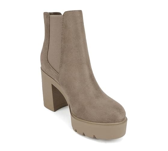 Soda EDITOR ~ Women Lug Sole High Heel Chelsea Fashion Ankle Boot w/Double Elastic Gore thumbnail 5