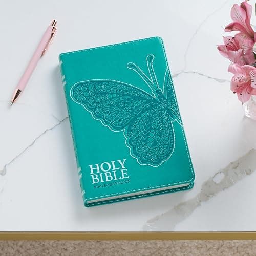 KJV Holy Bible, Gift Edition for Girls/Teens King James Version, Faux Leather Flexible Cover, Teal Butterfly (KJV Gift Editions) thumbnail 4