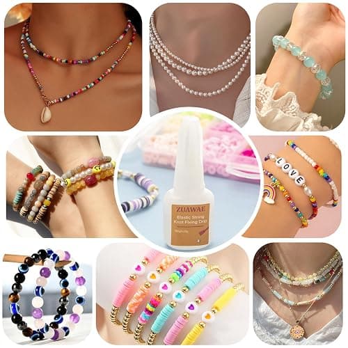 Jewelry Glue for Elastic String, Clear Craft Glue Elastic String Kont Fixing Drip, Bracelet Glues Bracelet Supplies for Rhinestones Crafts, Clay Beads, Fabric, Jewelry Making Kit thumbnail 6