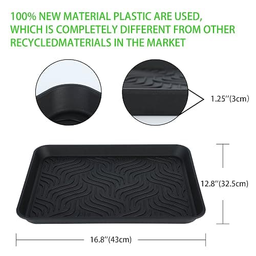 Boot Tray for Entryway Indoor, Heavy Duty Shoe Mat 2 Packs, 16.8"x12.8" Waterproof Shoe Tray with Raised Edge, Outdoor Multi-Purpose Tray for Boots, Garden, Pets (Black) thumbnail 3