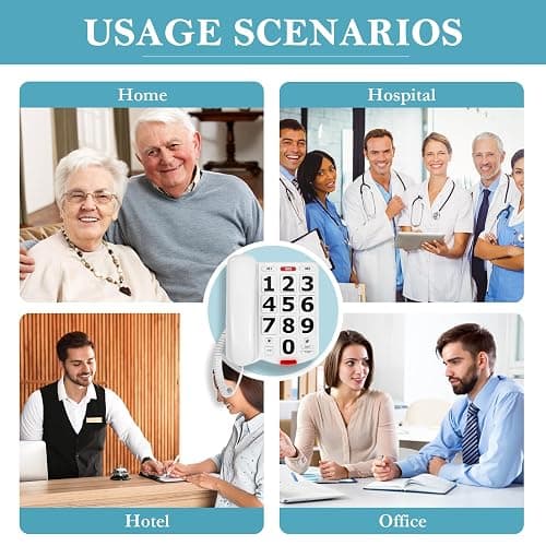 Large Number Phones for Seniors, Large Button Phones for Seniors | 110dB Extra-Loud Ringer, Adjustable Volume, 3 One-Touch Speed Dial, Visually Impaired, Hearing Impaired Landline Phone thumbnail 7