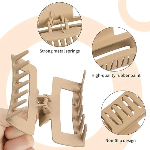 Sisiaipu 4 Inch Big Hair Claw Clips 6 Pcs Large Claw for Thick Hair Square Hair Clips for Women Rectangle Hair Clips Nonslip Acrylic Banana Jaw Clips Hair Accessories for Girls (Brown) thumbnail 4