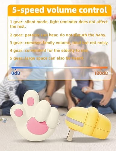 BANDIANCY Cat Paw Doorbell, Cute Anime Wireless Door Chime 1000ft Wireless Range, 38 Musical Ringtones Timbre, Mute Mode with LED Flash Pink Doorbell for kids Room, Bedroom, Nursery, Classroom thumbnail 3