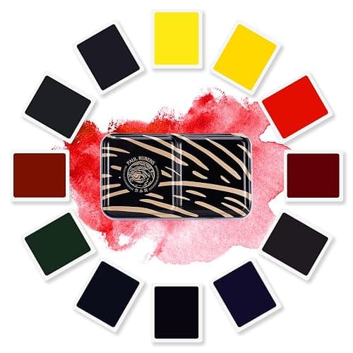 Paul Rubens Artist Watercolor Paint Set,12 Vibrant Colors in Portable Box, Great Lightfastness, Perfect Travel Professional Watercolor Set for Artists, Beginners, Adults - Black-12 Colors thumbnail 9