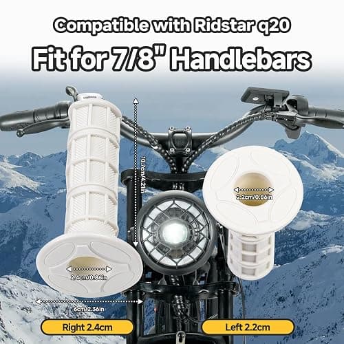 1 Pair Bike Handlebar Grips Compatible with Ridstar q20, 7/8" 22mm 24mm Motorcycle Hand Grips, Soft Rubber Motorcycle Grip, with Non-Slip Half Waffle, White Grip for Dirt Bike, Bicycle Accessories thumbnail 6