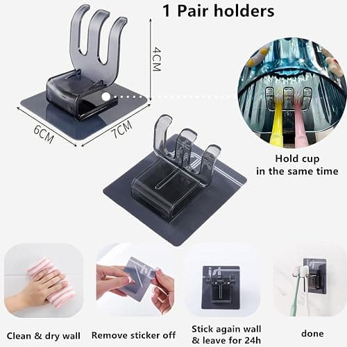 Automatic Toothpaste Dispenser & Toothpaste Holders and Wall Mounted Cup 3 Piece in a Set, is Wall Mounted for Bathroom,Toothpaste Squeezer for Kids & Family Shower by Mr. Thumbs(Navy Blue Set) thumbnail 2