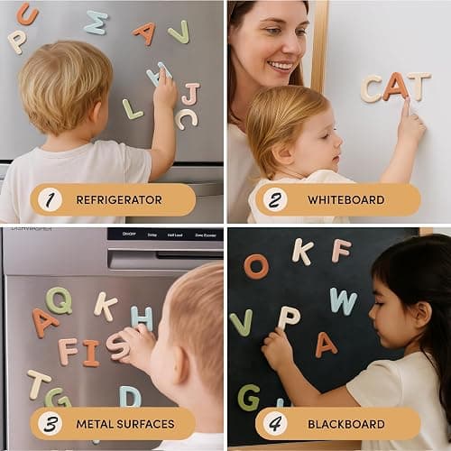 JoyCat Silicone Alphabet Magnetic Letters, 26 Uppercase ABC Fridge Magnets for Toddlers & Kids 3+, Preschool Learning Refrigerator Toy Set, Birthday Gifts for Boys Girls (Muted Color) thumbnail 8