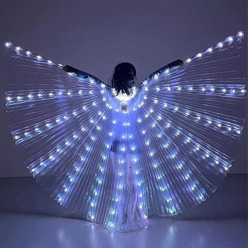 BUXINGRUN Light Up Fairy Wings Adult Women for Festivals | LED Cape for Girls Perfect for Party Carnival Halloween Belly Dance thumbnail 3