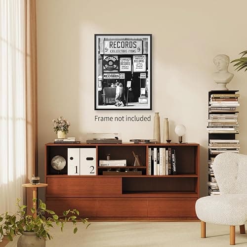 VERENIX Fashion Black And White Photography Wall Art Vintage Preppy Record Shop Poster Retro Trendy Music Art Aesthetic Canvas Print for Music Lovers Gifts 12x16 inch Unframed thumbnail 6