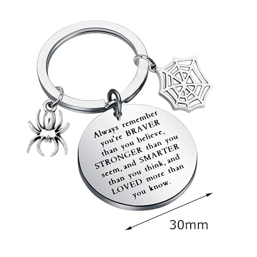 Spider Keychain Spider Charm Keyring Always Remember You’re Braver Than you Believe Keychain(Always remember (Spider) thumbnail 2