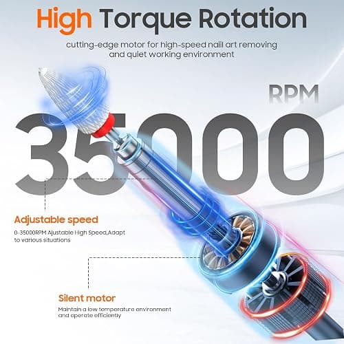 Professional Nail Drill 35000 RPM,SONGMIN Portable Cordless Efile with Bits Kit for Acrylic Nails Gel Polishing Removing,Rechargeable Electric Nail File Machine for Manicure,Pedicure Salon Home,Pink thumbnail 3