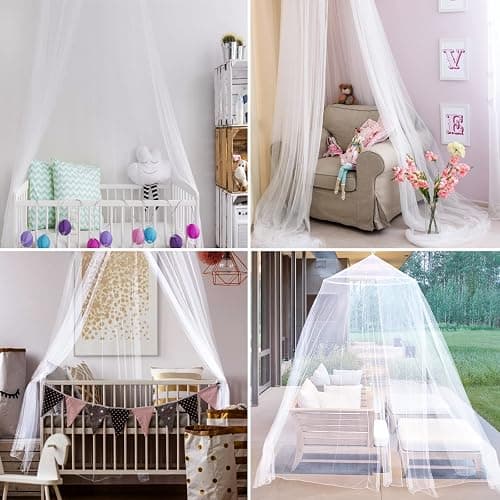 Mosquito Net Bed Canopy for Girls Dome Bed Curtains Tent Twin Queen Size | Mosquito Netting For Patio White Canopy Tent Mosquiteros Cameros Para Cuba Princess Bed Room Decor For Baby Crib Adults thumbnail 4
