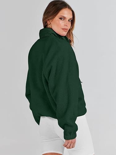 ANRABESS Womens Fuzzy Fleece Jacket Fall Casual Long Sleeve Cropped Sherpa Button Down Shacket Coats Outwear With Pockets thumbnail 6