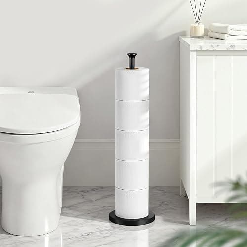 Toilet Paper Holder Stand(with Reserve Function), Free-Standing Spare Rolls Storage Holder, Stainless Steel, Modern Design thumbnail 7