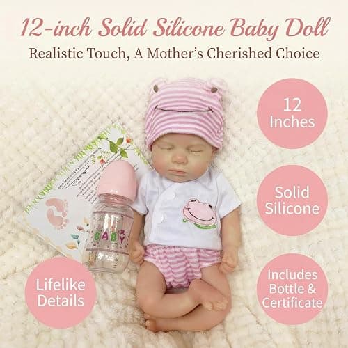 OtardDolls 33cm Reborn Baby Dolls Silicone Full Body Girl Lifelike Handmade Painted Dolls Silicone Reborn Babies for Kids thumbnail 6