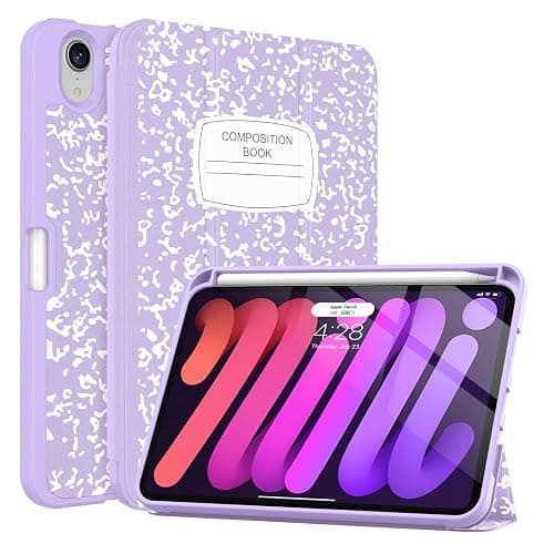 Soke Case for iPad mini 7(A17 Pro) 2024/iPad Mini 6 2021 8.3 inch with Pencil Holder-[Pencil Charging + Auto Wake/Sleep], Soft TPU Back Cover for iPad mini 7th/6th Generation(Book Lilac) - Image 1
