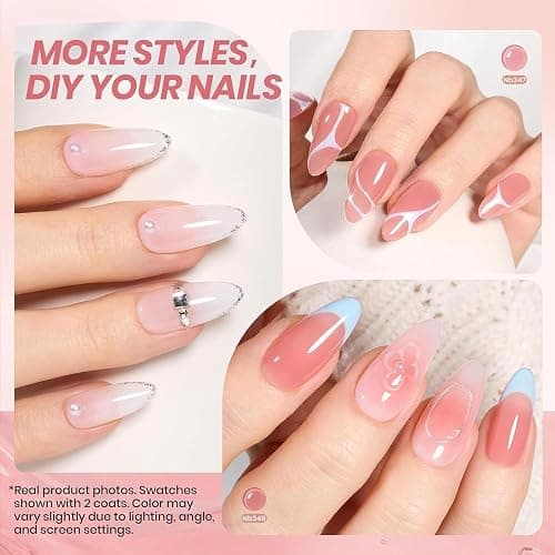 beetles Gel Polish Whispers of Love Jelly Gel Nail Polish Set, 6 Colors | Milky White Nude Pink Neutral Sheer Translucent Soak Off UV Gel Nail Kit, Nail Concealer for Salon DIY Manicure Gift Women thumbnail 3