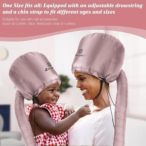 Bonnet Hood Hair Dryer Attachment - Soft, Adjustable Extra Large Bonnet Hair Dryer for Speeds Up Drying Time at Home, Easy to Use for Styling, Curling and Deep Conditioning (Pink) thumbnail 5