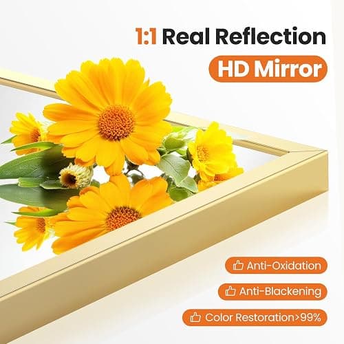 Sweetcrispy 24"x36" Arched Gold Bathroom Mirror Wall Mounted Vanity Metal Frame Mirror for Bedroom, Entryway, Living Room thumbnail 3