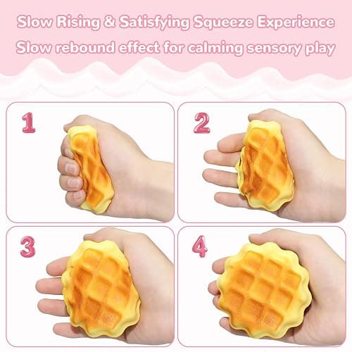 Slow Rising Squishy Cake & Waffle Squeeze Toys for Stress Relief, Soft Food Squishy for Kids Adults, Fidget Toys Party Favors, Popular Squishies Bread Birthday Gifts, Kawaii Satisfying Squishy thumbnail 4