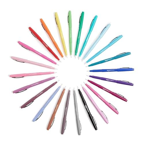 Amazon Basics Felt Tip Marker Pens, Assorted Colors, No-Fray Felt Tip, Smear-Proof, for Writing, Drawing, Journaling and Note Taking, 24-Pack thumbnail 5