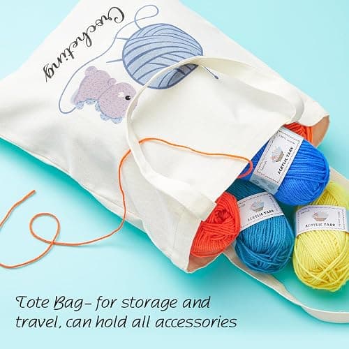 INSCRAFT Crochet Kit for Beginners Adults, 30 Acrylic Yarn Skeins 1650 Yards Yarn, 105 PCS Crochet Kit with Hooks Set,Includes Canvas Tote Bag, Ideal Starter Pack for Professionals thumbnail 4