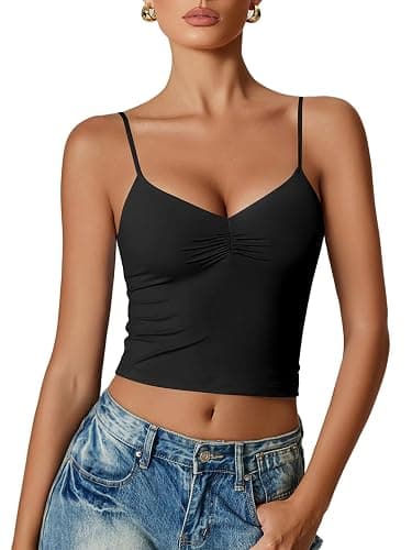 Avidlove Women Sexy V Neck Tank Top Spaghetti Strap Y2K Going Out Basic Cami Shirt - Image 1