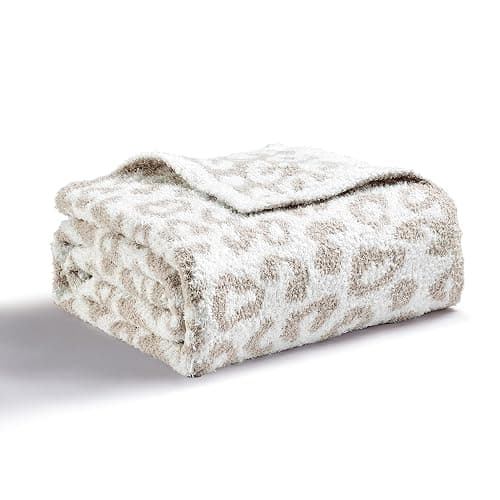 CREVENT 50‘’X60‘’ Ultra Soft and Plush Reversible Microfiber Throw Blanket for Couch Sofa and Bed (Leopard Beige) thumbnail 2
