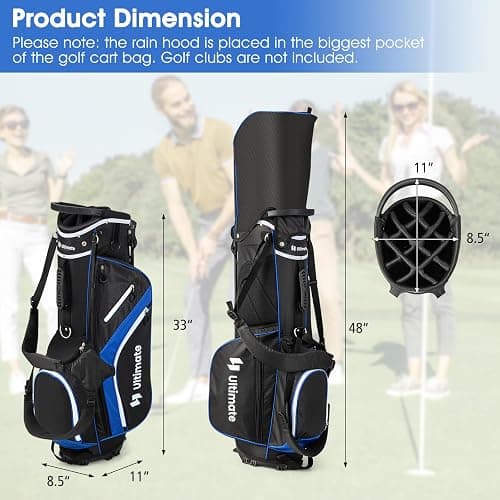 ULTIMATE 14-Way Golf Stand Bag, Portable Golf Bag w/ 6 Pockets,Cooler Bag & Waterproof Valuable Pocket, Rain Hood, Ergonomic Dual Strap System & Carrying Handles, 5 LBS Lightweight for Adults thumbnail 7