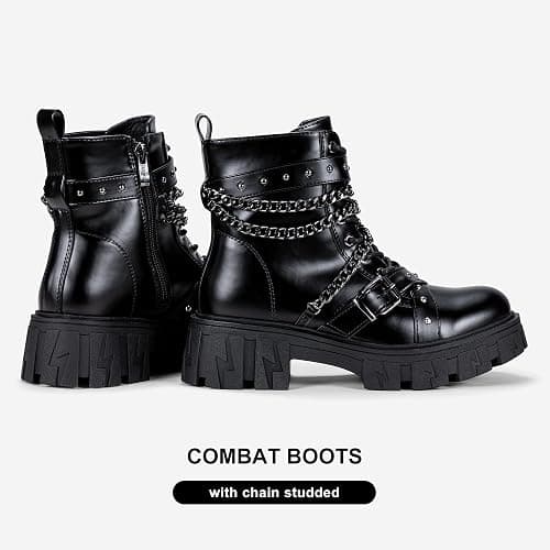 Jeossy Women's 9620 Chelsea Combat Boots, Platform Ankle Boots Chunky Heel, Fashion Lug Sole Slip on Booties with Elastic Band thumbnail 6