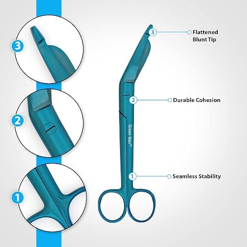 Green Max Lister Bandage Scissors-Safety Bandage & Trauma Shears-Stainless Steel Professional Scissors for First Aid Utility-Medical Care & Home Nursing-Size 5.5" (Blue, 5.5) thumbnail 4