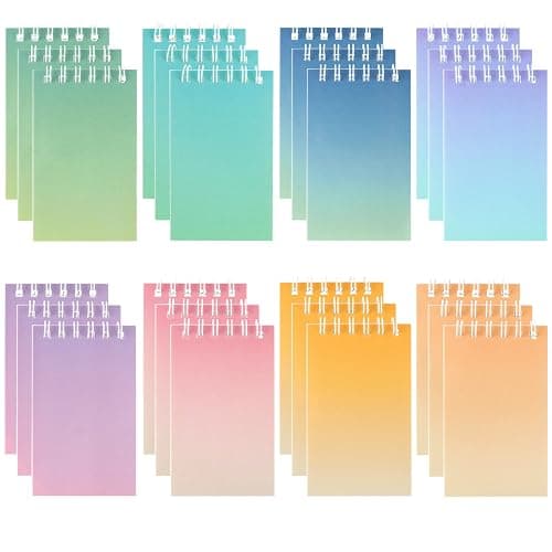 Hooqict 24 Pack Pocket Notebook Mini Notebooks Party Favors Small Spiral Notepads Mini Journal Bulk Pocket Notepad Memo Writing Pads for Classroom School Office Supplies, 3.9 x 2.4 Inches - Image 1